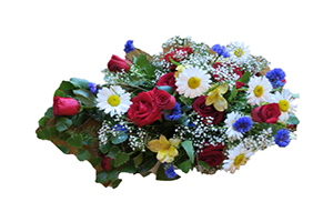 Blommor till begravning Södertälje - Beställ blommor till begravning - Kistdekoration i sommarens färger