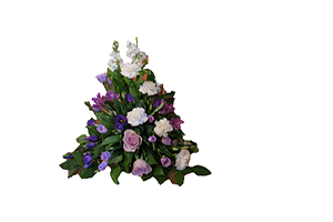 Blommor till begravning Södertälje - Beställ blommor till begravning - Låg sorgdekoration vita nejlikor rosa r