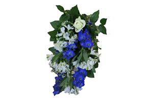 Blommor till begravning Södertälje - Beställ blommor till begravning - Lösbunden bukett i blått och vitt