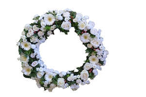 Blommor till begravning Södertälje - Beställ blommor till begravning - Urnkrans i vitt